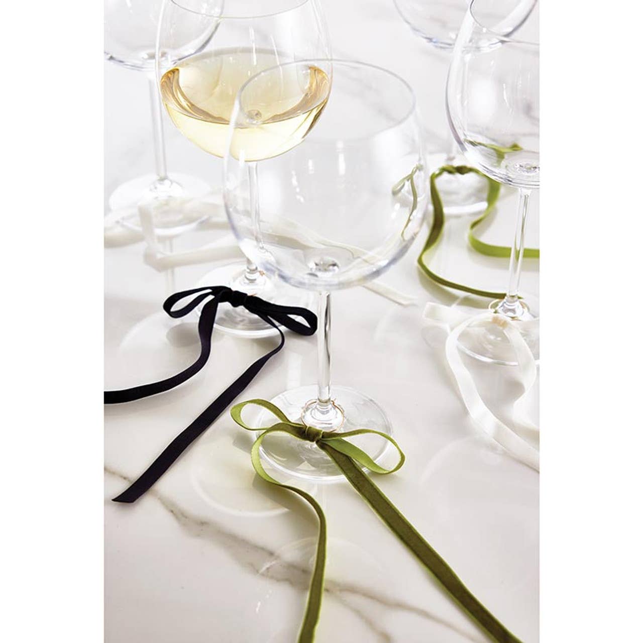 Velvet Bow Wine Charms - Green - Set of 6: Material