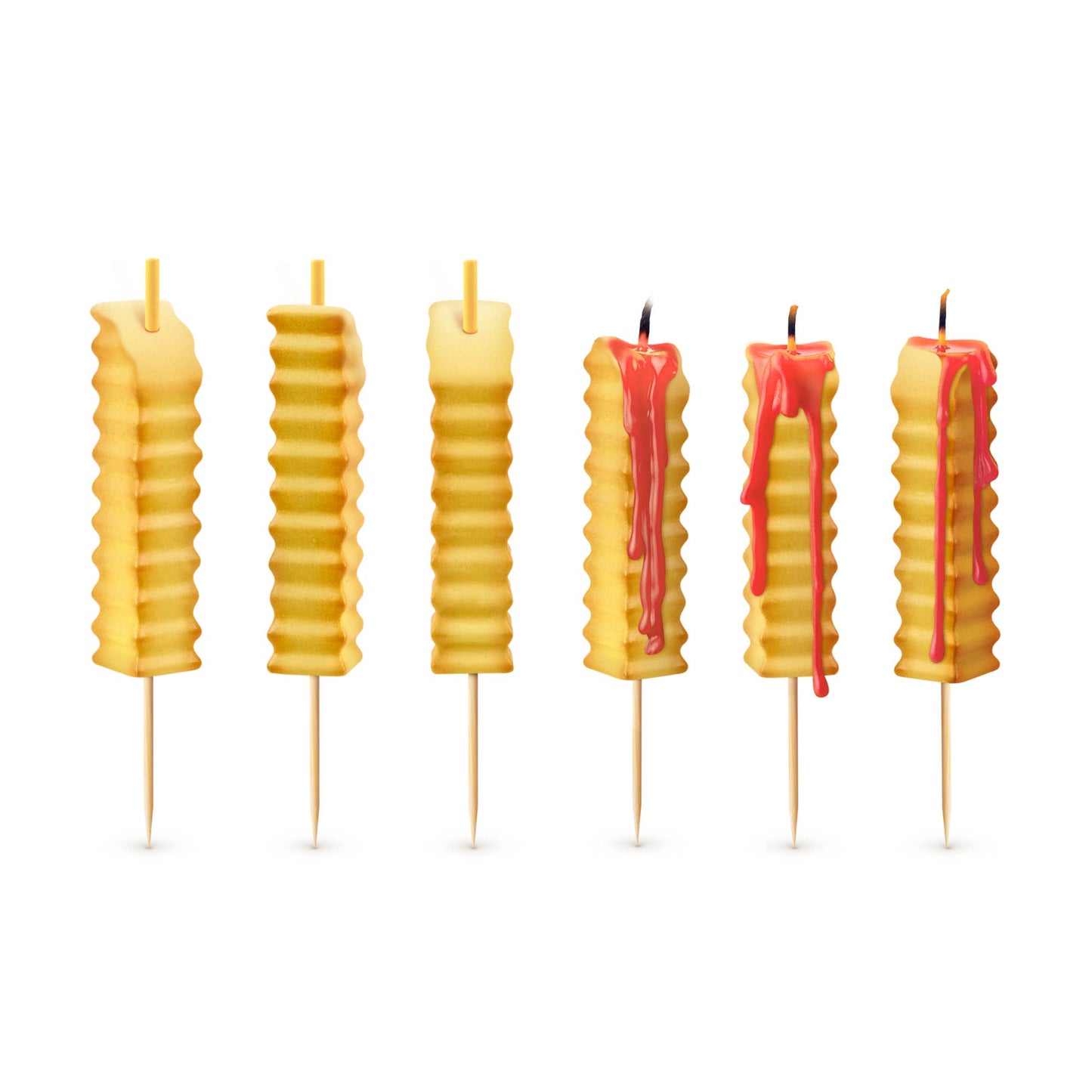 HOT AND CRISPY French Fry Candles, Melts Red Wax - Set of 6