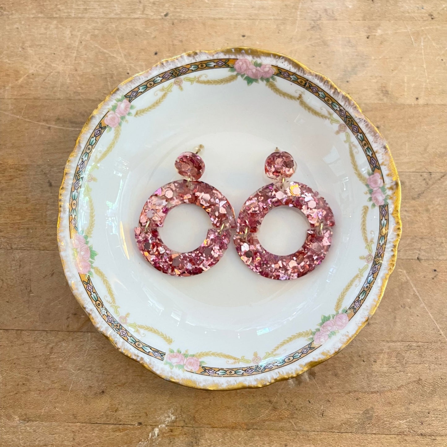 Handmade Sparkle Resin Hoops