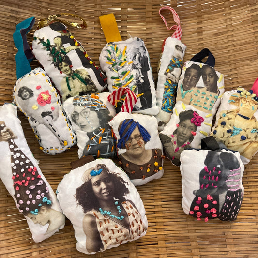 Embroidered Quirky Vintage Picture Ornament