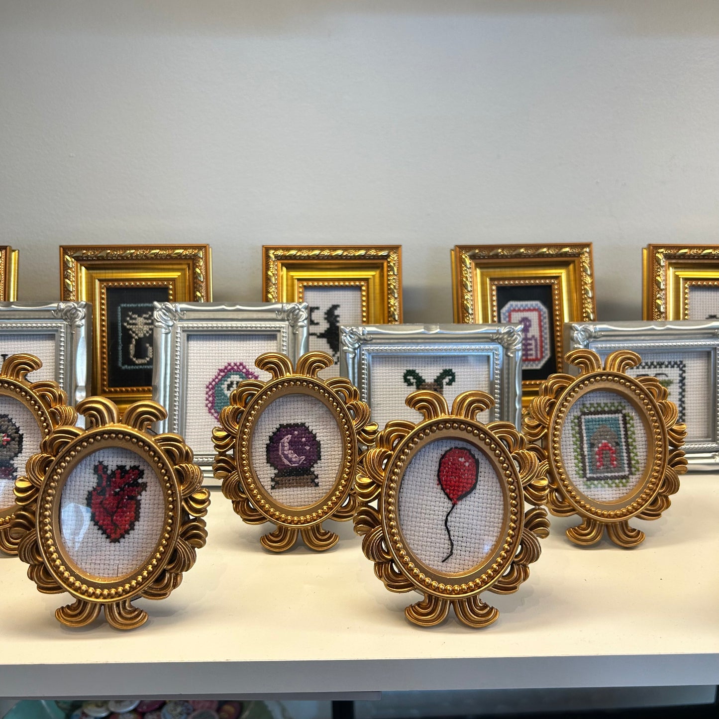 Lara Strang Mini Framed Cross Stitch - Oval Frames