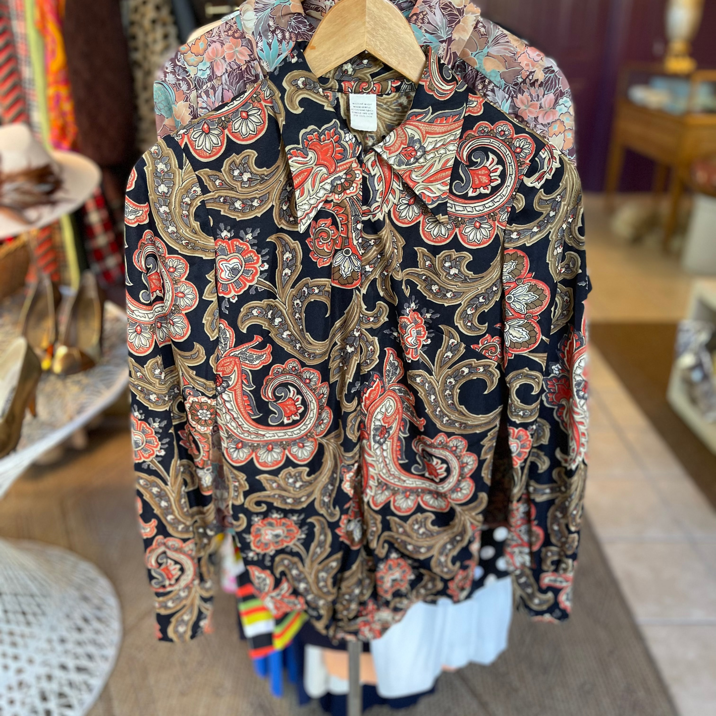 90s Does 70s Paisley Zip-Up Bodysuit