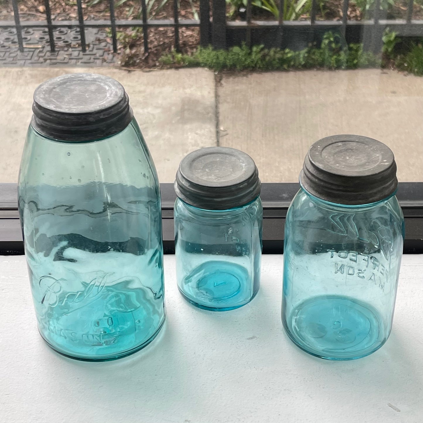 Early 1900s Blue Mason Jars