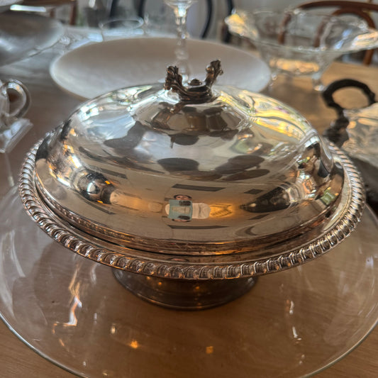 Robin Silver Plate Dish with Lid