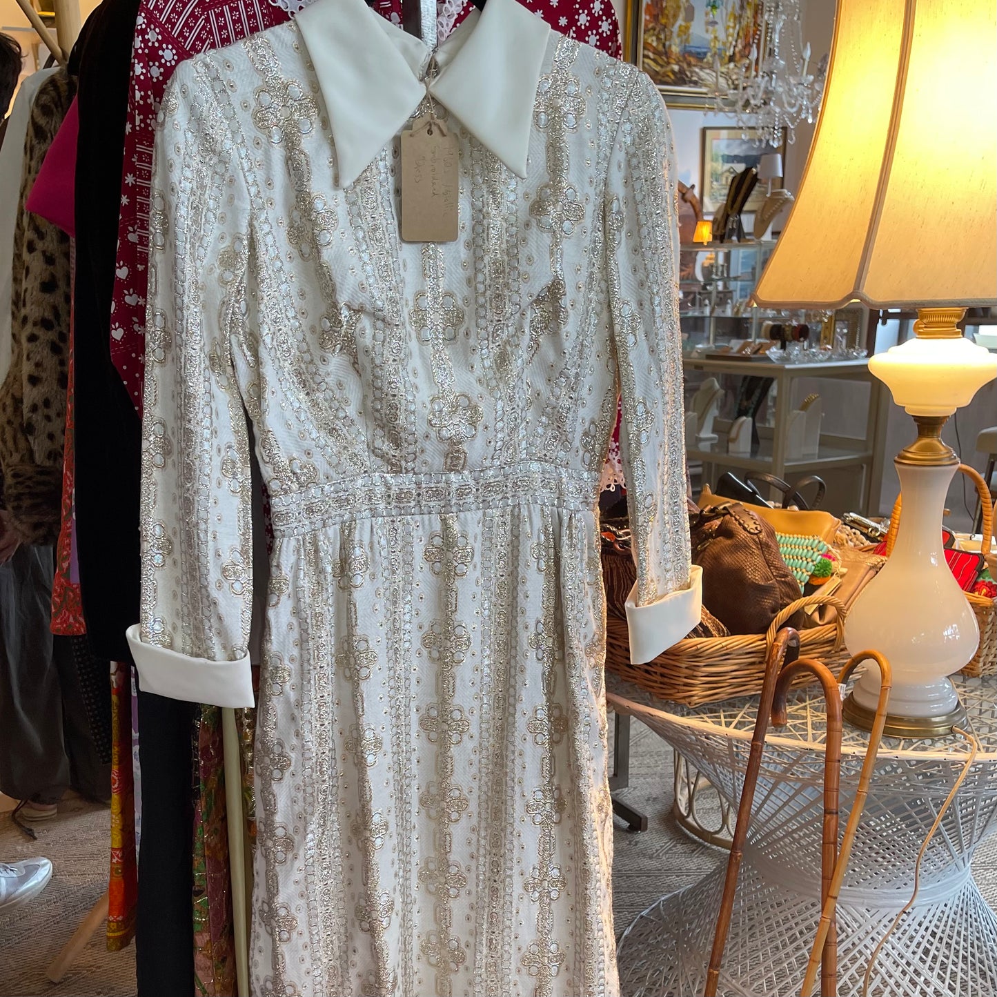 60s Metallic Embroidered Dress