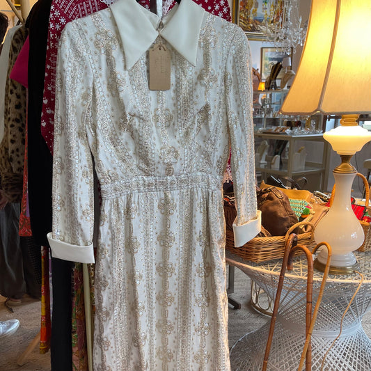 60s Metallic Embroidered Dress