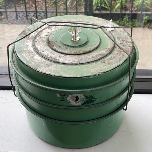 Green Vintage Triple Cake Carrier