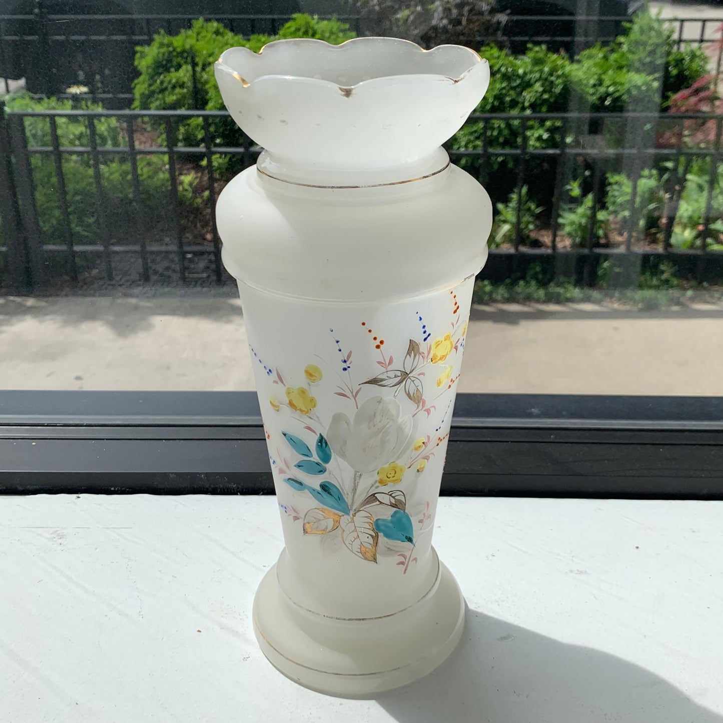 Bristol Opaline Hand-Painted Vase