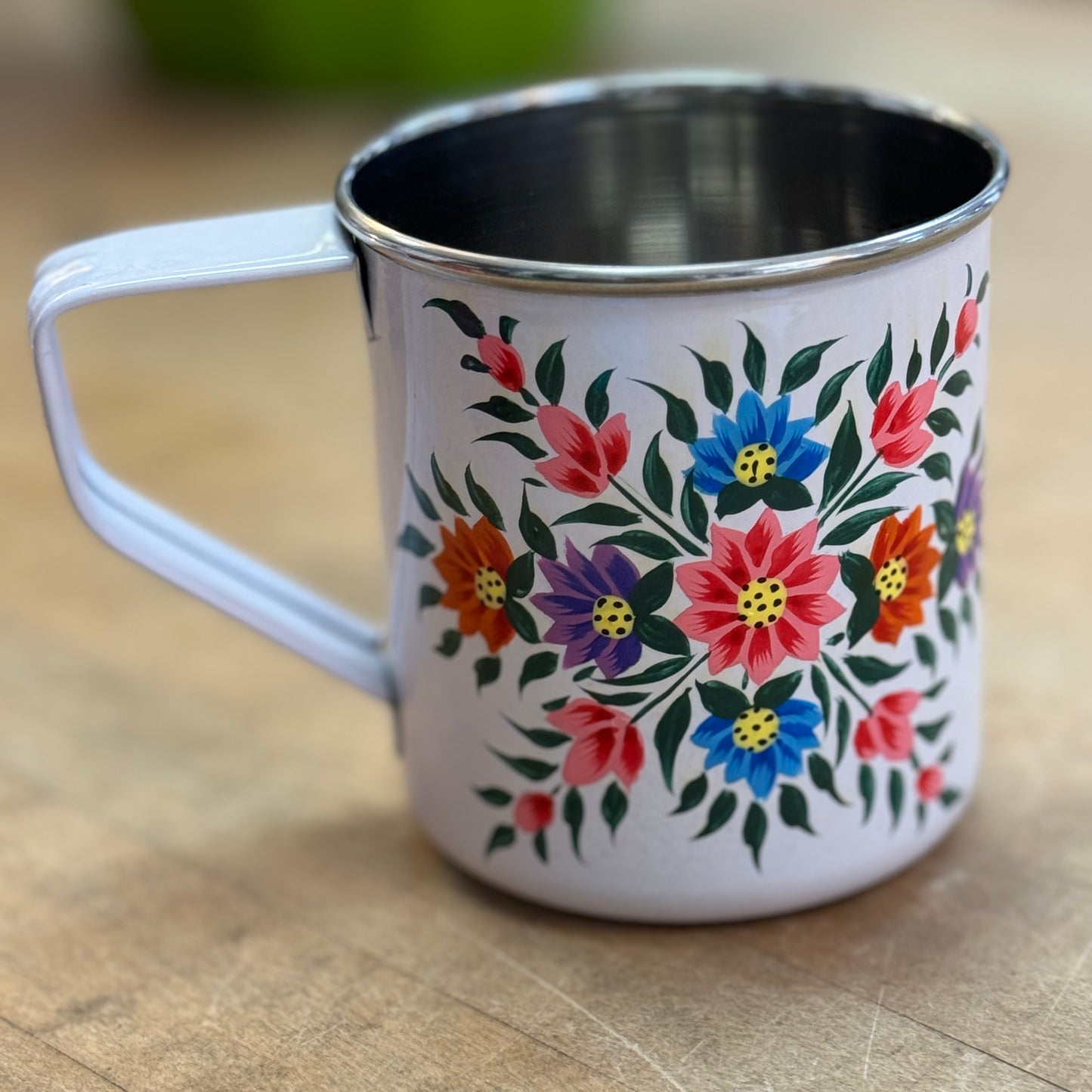 Hand Painted Floral Stainless Steel Camping Mugs Cups