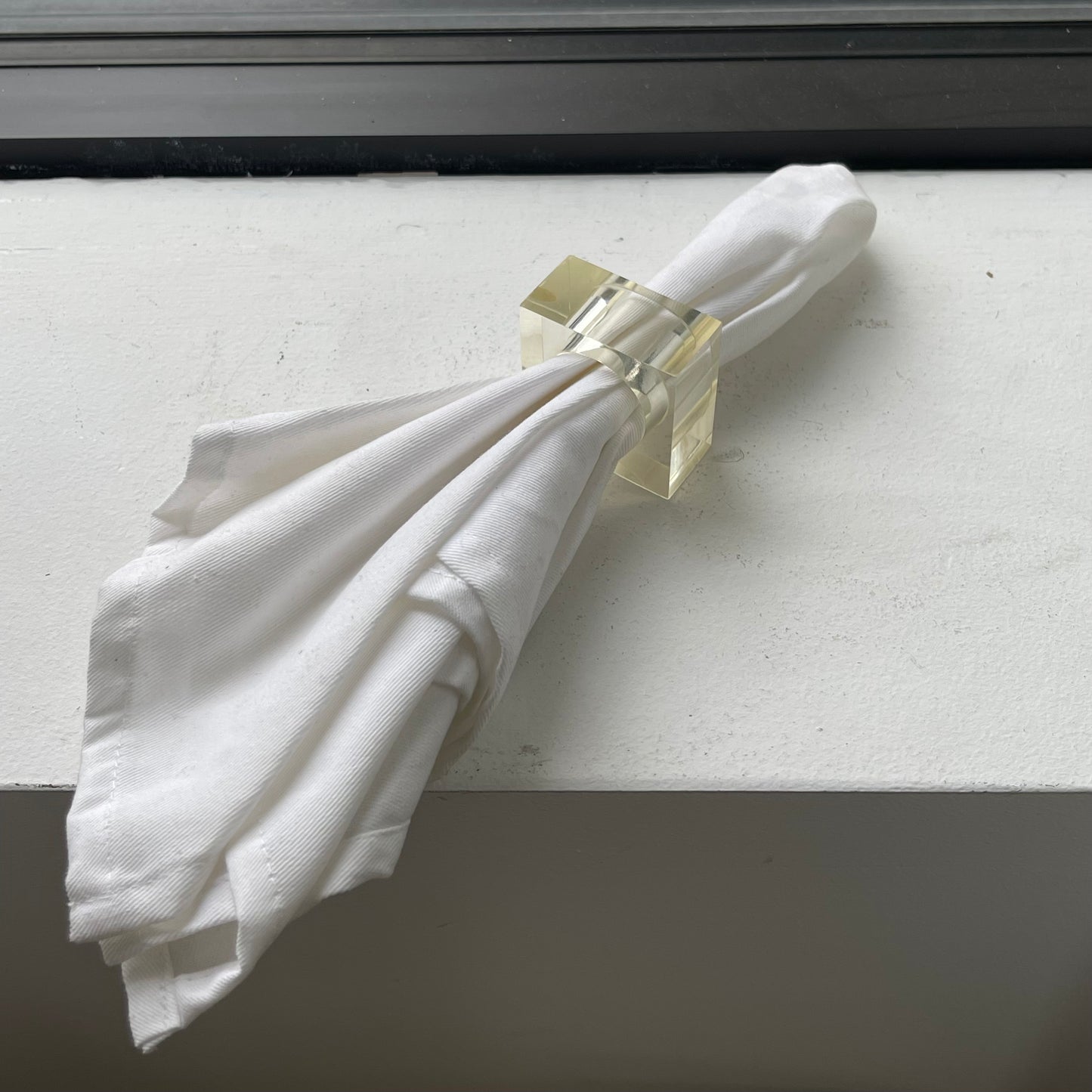 Deadstock Vintage Champagne Lucite Napkin Rings - Set of 12