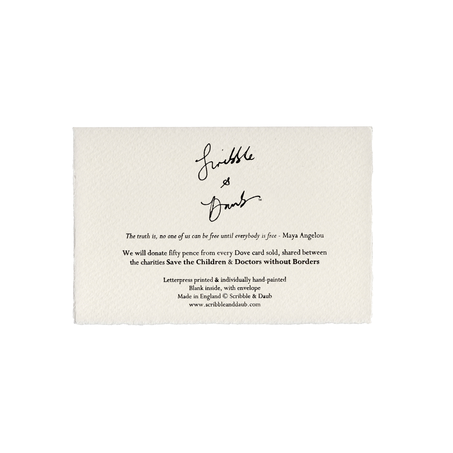 Dove Greetings Card (for charities MSF & Save the Children): Off-White