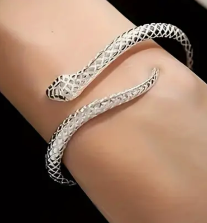 Snake Serpant bangle Bracelet-Engraved Skin-Stainless Steel : Yellow Gold