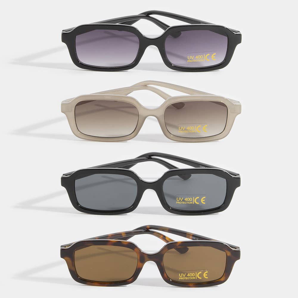 Retro Rectangle Frame Uv400 Sunglasses: ASSORTED