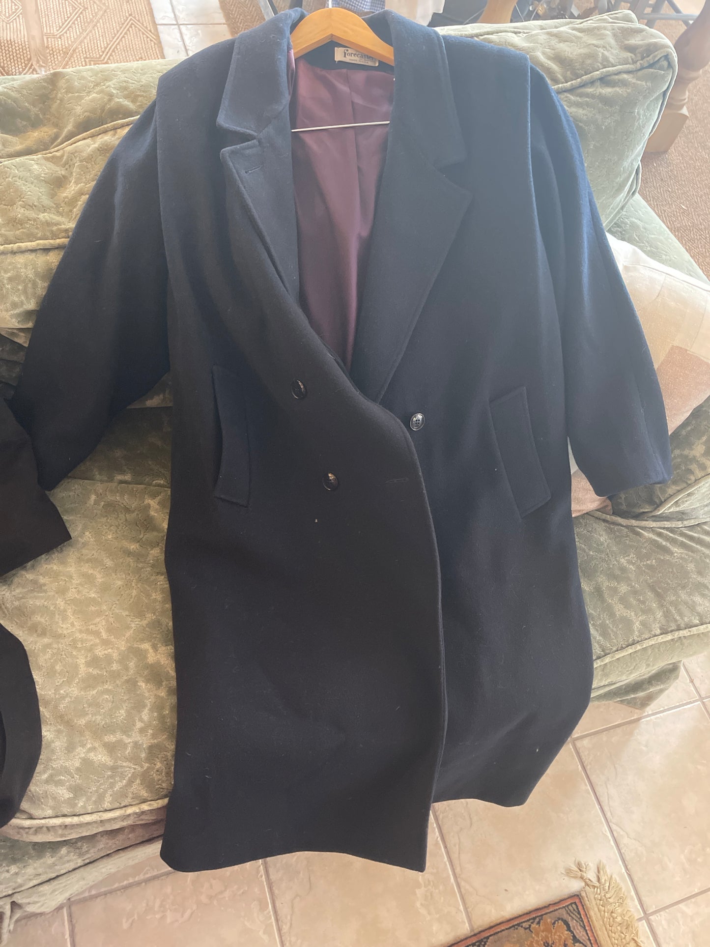 Navy double breasted Forecaster wool coat
