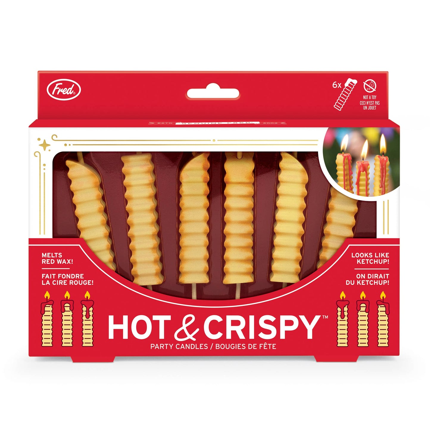 HOT AND CRISPY French Fry Candles, Melts Red Wax - Set of 6