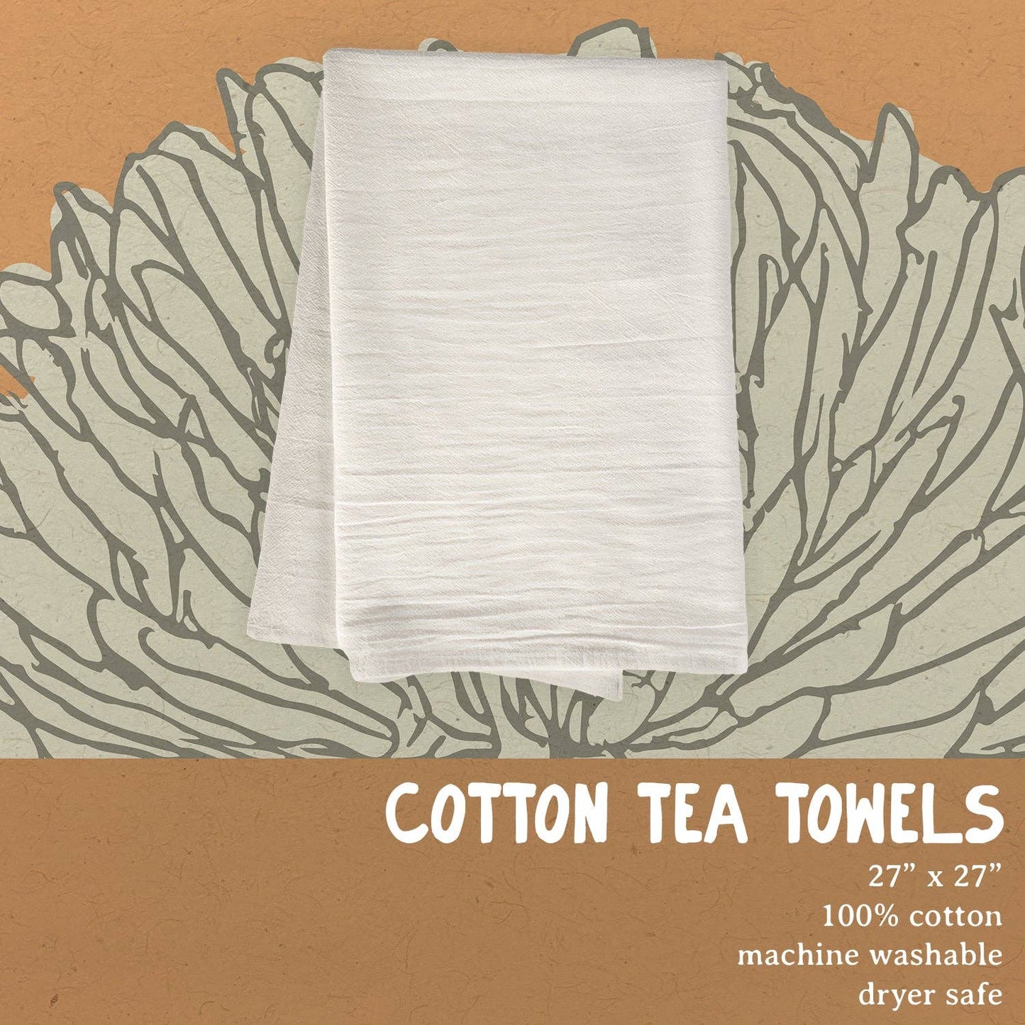 Hand Drawn Branch City State Est - Custom Cotton Tea Towel: 27" square (with loop)