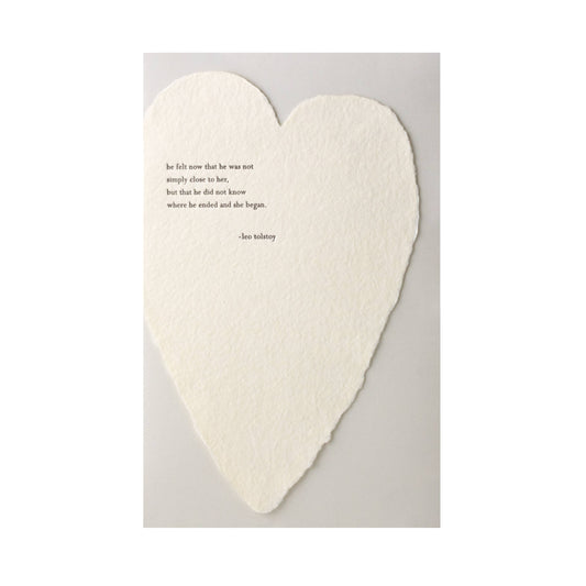 Tolstoy Quote Deckled Heart Handmade Paper Letterpress Card