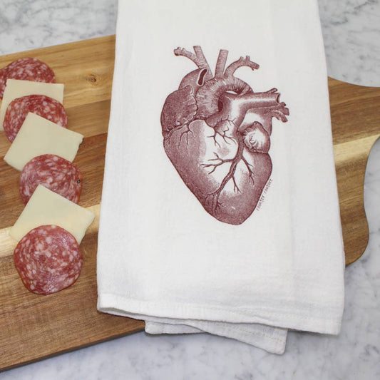 Anatomical Heart Flour Sack Tea Towel