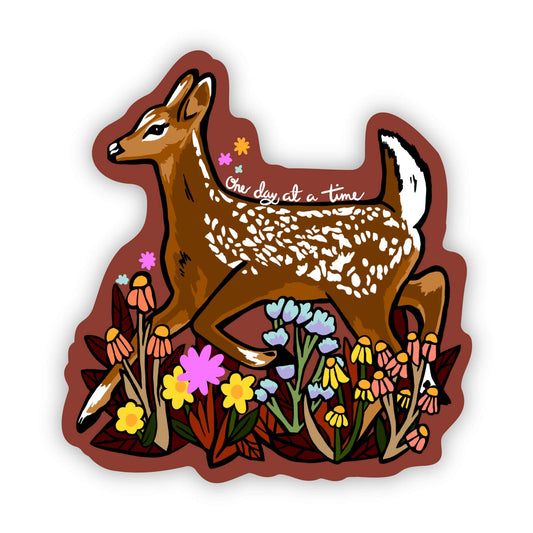 "One day at a time" deer sticker
