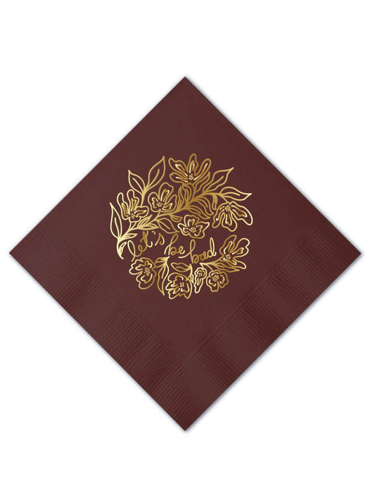 Let's Be Bad Floral Cocktail Paper Beverage Napkins - Set of 20