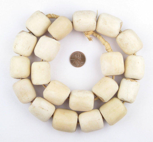 Barrel White Bone Beads