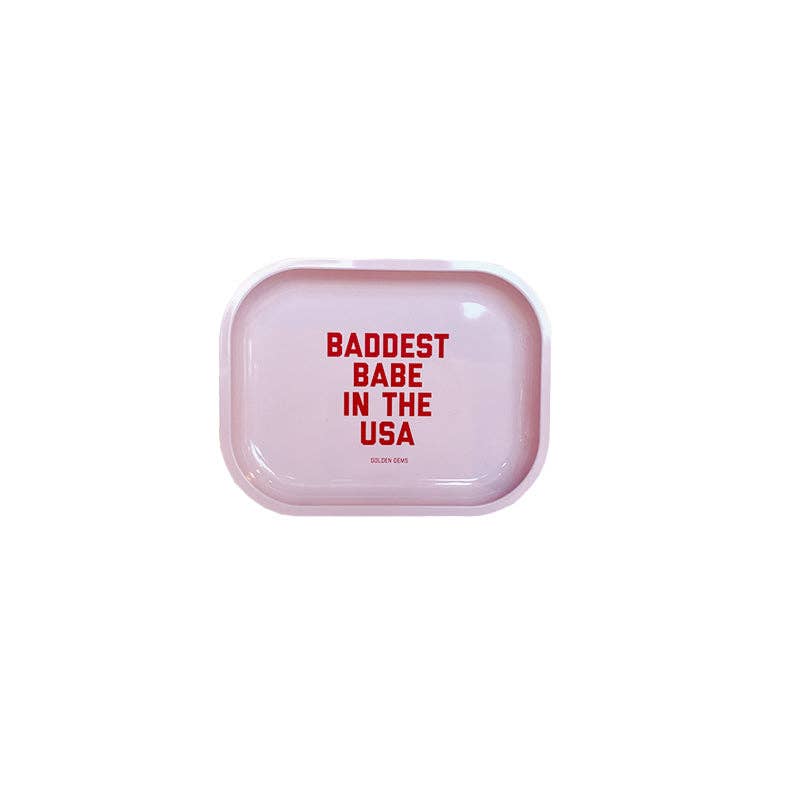 Baddest Babe in the USA Small Tray: Pink