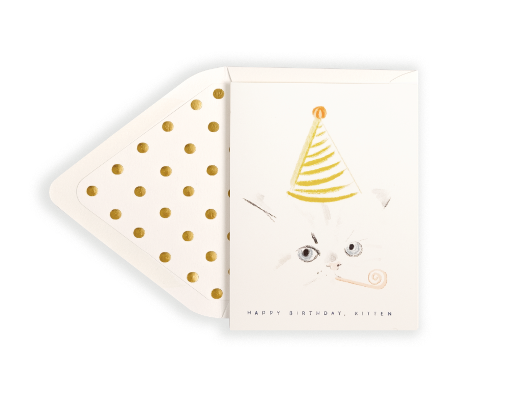 Kitten Happy Birthday Party Hat Greeting Card