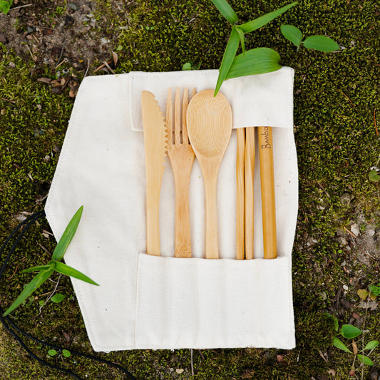 Bamboo Travel Cutlery Set - Beige