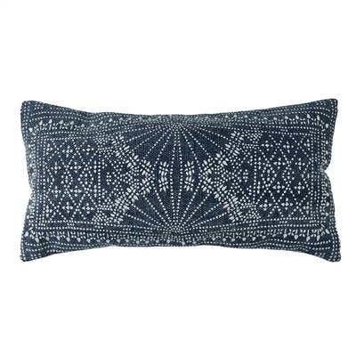 Indigo Batik Lumbar Pillow 12x24 - Indigo Batik