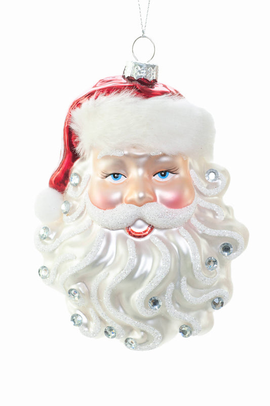 White Hanging Santa Head Ornament