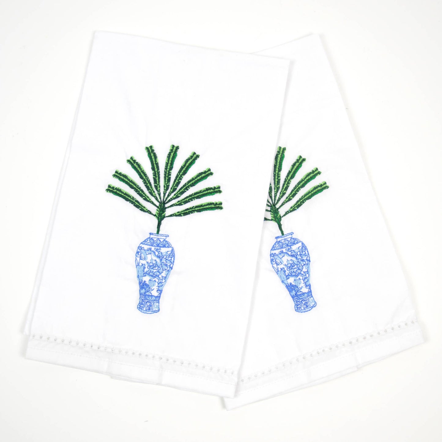 Ginger Jar Palm Embroidered Bar Towel Set