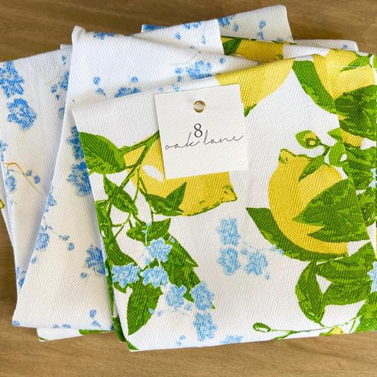 Lemon Floral Printed Kitchen Towel Set
