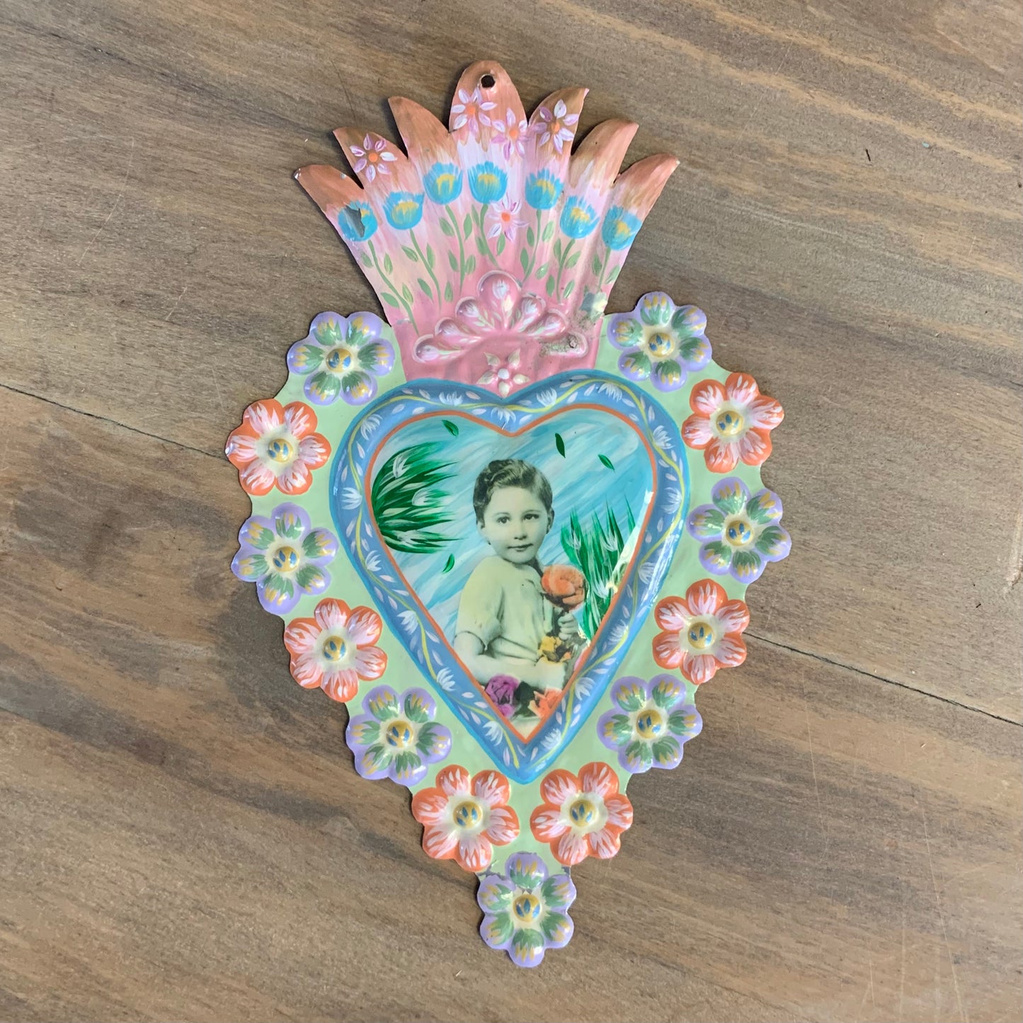 Hand-painted Milagro Heart