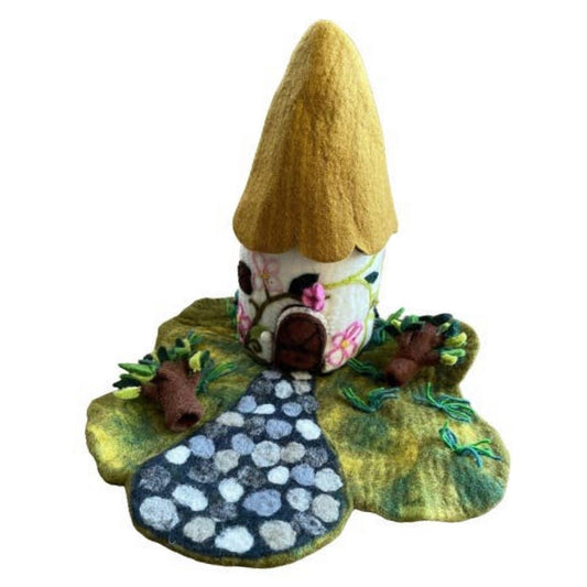 Country Felt Cottage Fairy House - for Finger Puppets