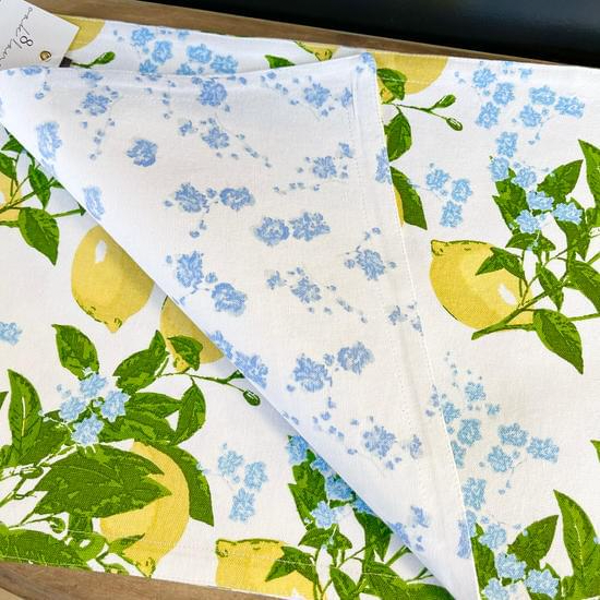 Lemon Floral Printed Reversible Placemat Set